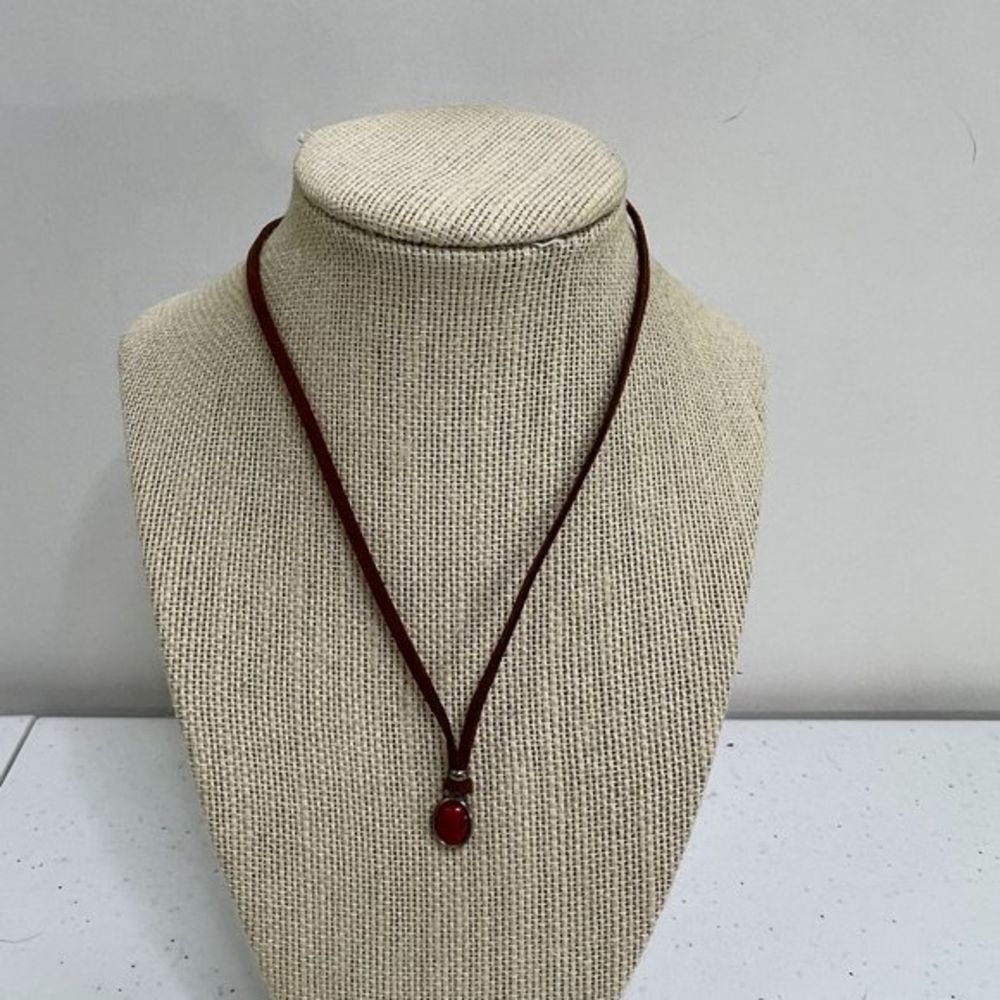 Silpada Coral Necklace Sterling Silver Suede Southwestern 925 Orange Red Boho Us